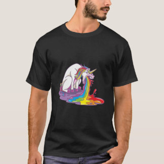 T-shirt Puking Unicorn Arc-en-ciel