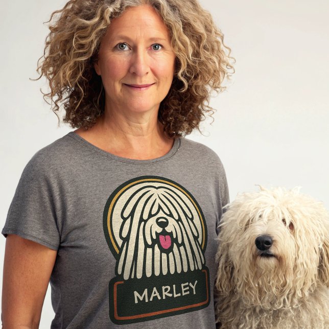 T-shirt Puli blancs ou Komondor mou Chien à croûte avec Dr (Créateur téléchargé)