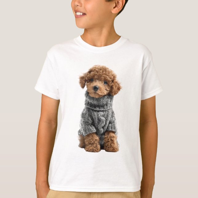 T-shirt Pull Cable Tricoté Poodle Enfants (Devant)