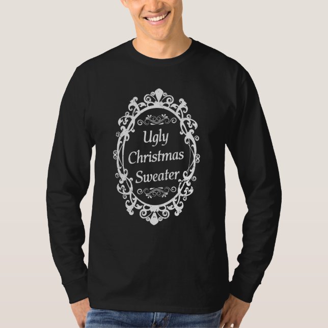T-shirt Pull de Noël drôle et laid avec graphique miroir (Devant)