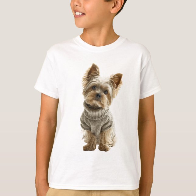 T-shirt Pull élégant Yorkshire Terrier Enfants (Devant)