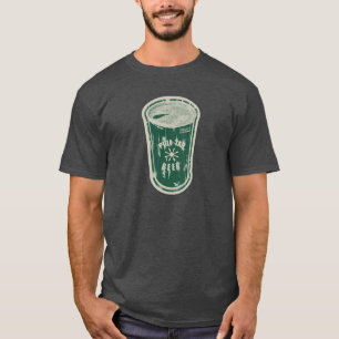 T-shirt Pull tab bière peut Greenish? Logo en détresse