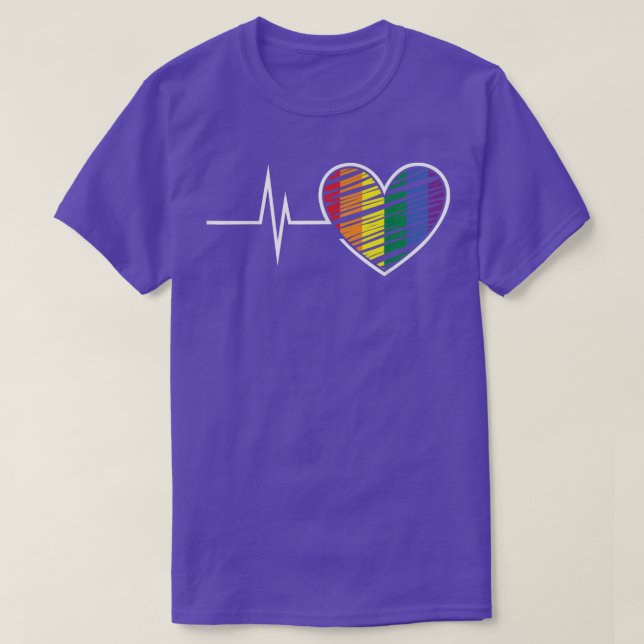 T-shirt Pulse Heartbeat Rainbow Gay pride LGBTQ LGBT Pride (Design devant)