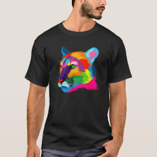 T-shirt Puma Cougar Head Art coloré Animaux Aquarelle P