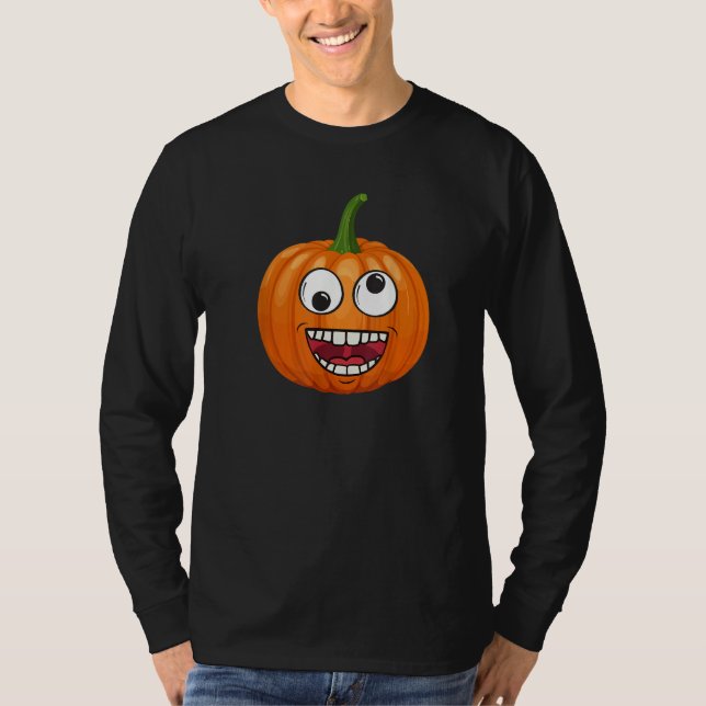 T-shirt Pumpkin Emoje Eye Open Halloween Fun Season Costum (Devant)