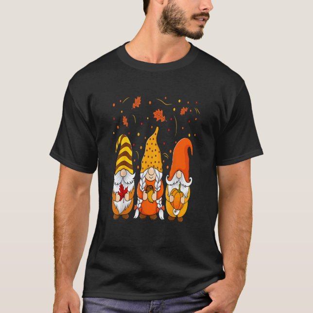 T-shirt Pumpkin Gnomes Fall Autumn Cute Halloween Thanksgi (Devant)