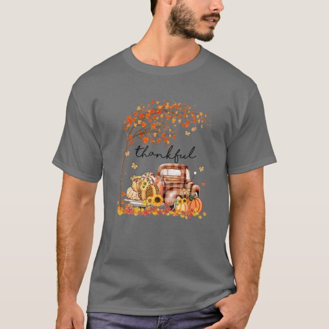 T-shirt Pumpkin Leopard Thankful Grate Blessed Fall Thanks (Devant)