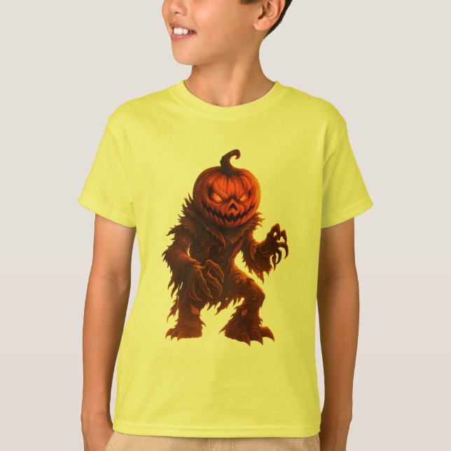 T-shirt Pumpkin Monster Halloween Design (Devant)
