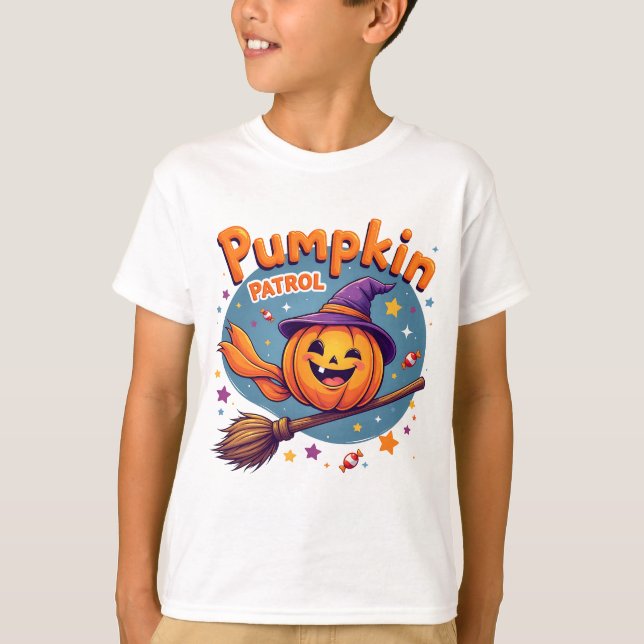 T-shirt Pumpkin Patrol Flying Halloween (Devant)