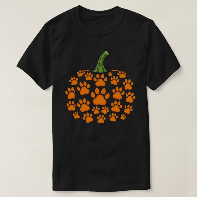 T-shirt Pumpkin Paw Print Halloween Cute Dog Lover (Design devant)
