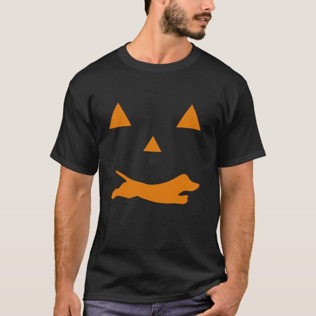 T-shirt Pumpkinface Wiener Dachshund Dog Ghost Witches Hal (Devant)