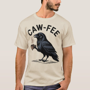 T-shirt Pun de café raven buvant du café