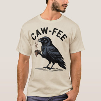 T-shirt Pun de café raven buvant du café