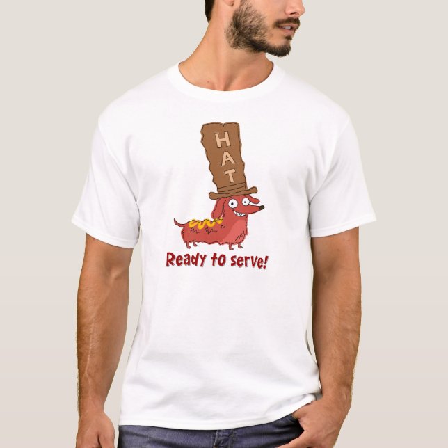 T-shirt Pun de hot dog teckel (Devant)