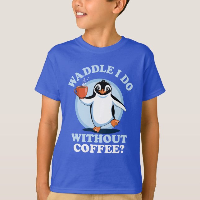 T-shirt Pun de pingouin | Je fais sans café (Devant)