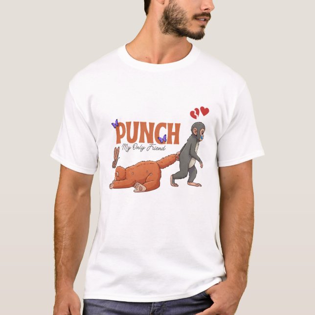 T-shirt ‏Punch‑kun & Plush Monkey – Kawaii for Kids (Devant)