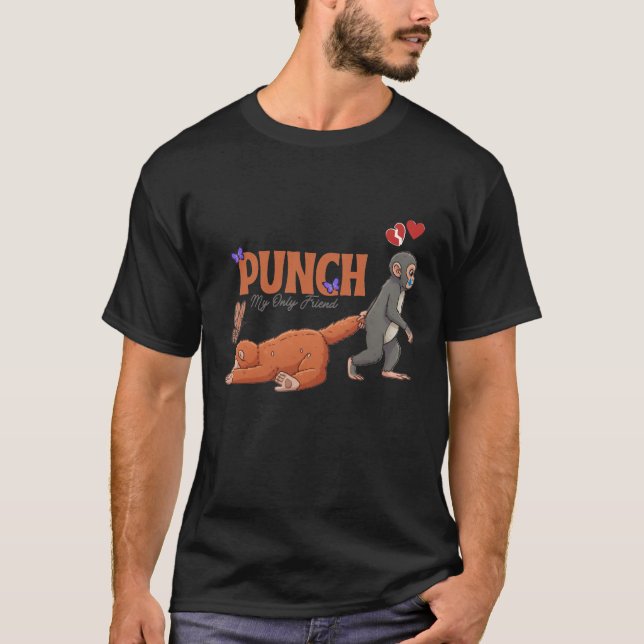 T-shirt Punch‑kun & Plush Monkey – Kawaii pour les enfants (Devant)
