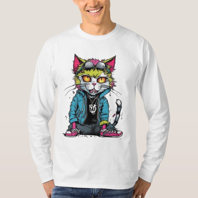 T-shirt Punk Bad Cat (Devant)