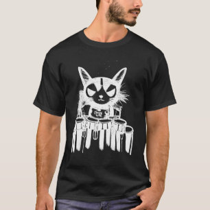 T-shirt Punk Chat Jouer à la batterie Art