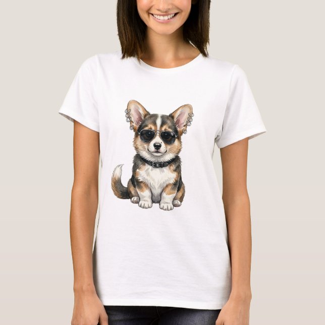 T-Shirt Punk Corgi des deux côtés (Devant)