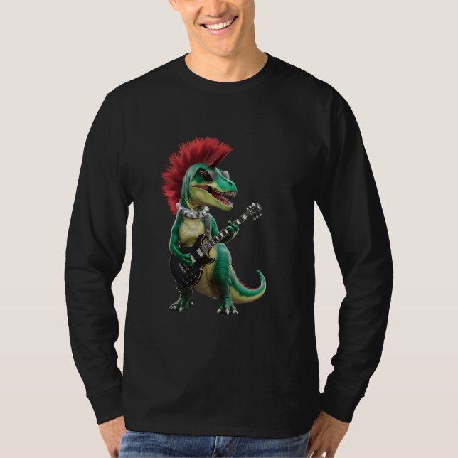 T-shirt Punk Dinosaur Rock Et Chemises Roulettes Pour Enfa (Devant)