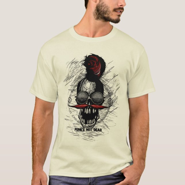 T-shirt punk_hipster_skull_tete_de_mort_crane_pirate_since (Devant)