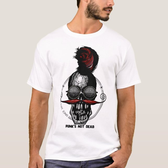 T-shirt punk_hipster_skull_tete_de_mort_crane_pirate_since (Devant)