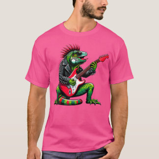 T-shirt Punk Iguane Rock'N Roll Goth Lézard Guitare Incroy
