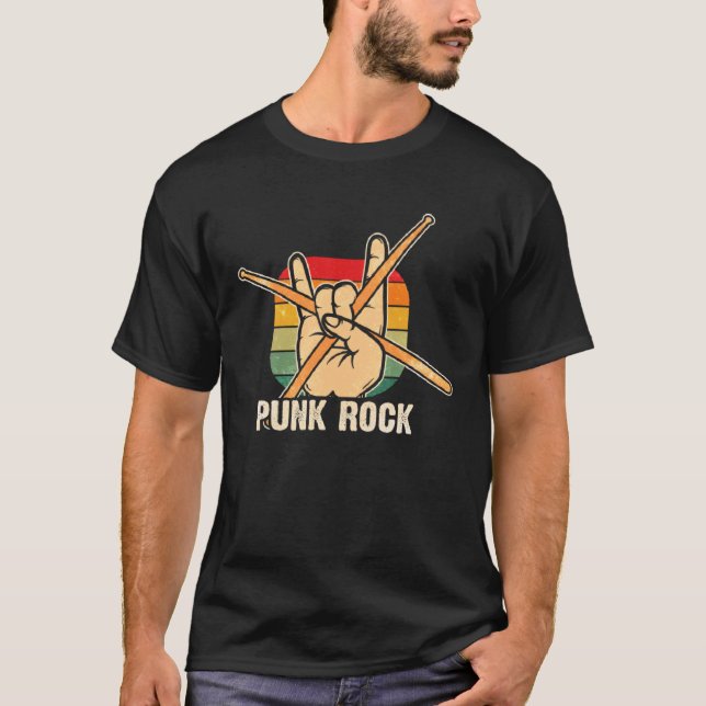 T-shirt Punk Music Retro Punk Rock Drums Percussionnistes  (Devant)