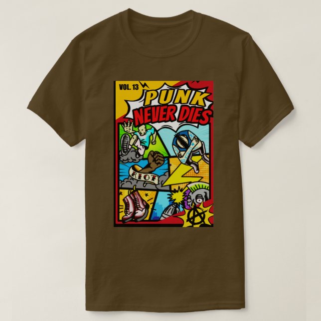 T-shirt punk ne meurt jamais de bande dessinée hq (Design devant)