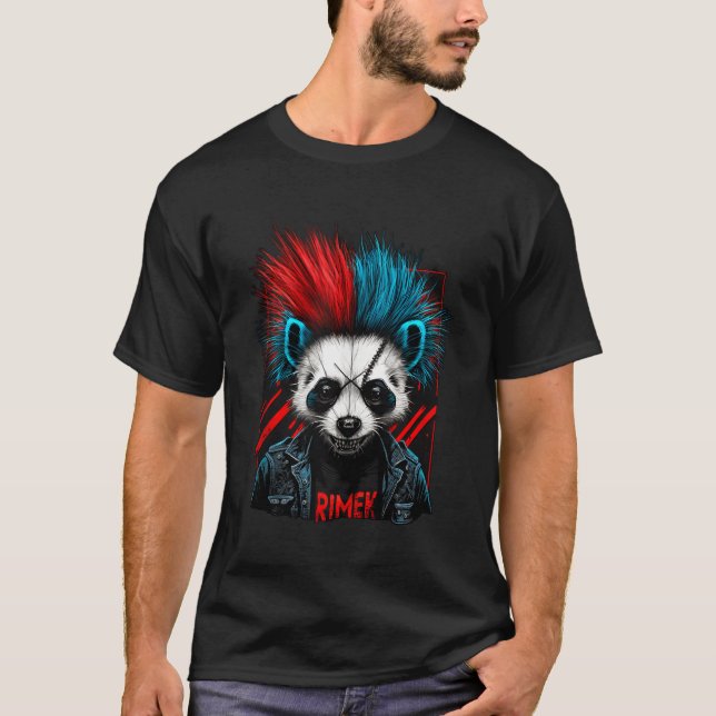 T-shirt Punk Panda Un Punk Up Look Awesome Panda Bear (Devant)