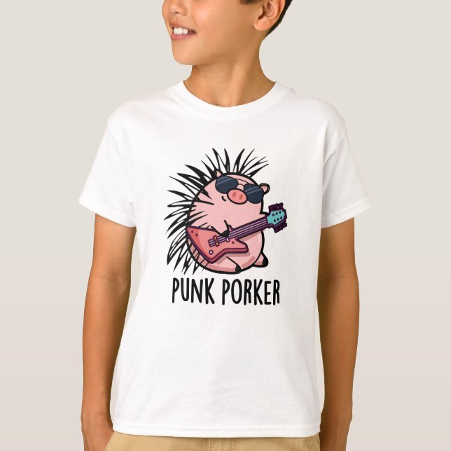 T-shirt Punk Porker Funny Punk Rocker Pig Pun (Devant)