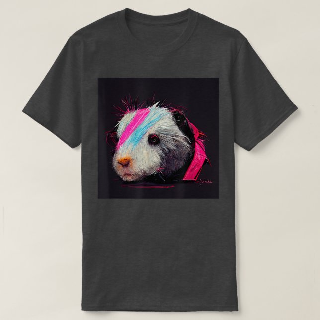 T-shirt Punk Rock Guinée Pig Dans Une Veste En Cuir 5117 (Design devant)