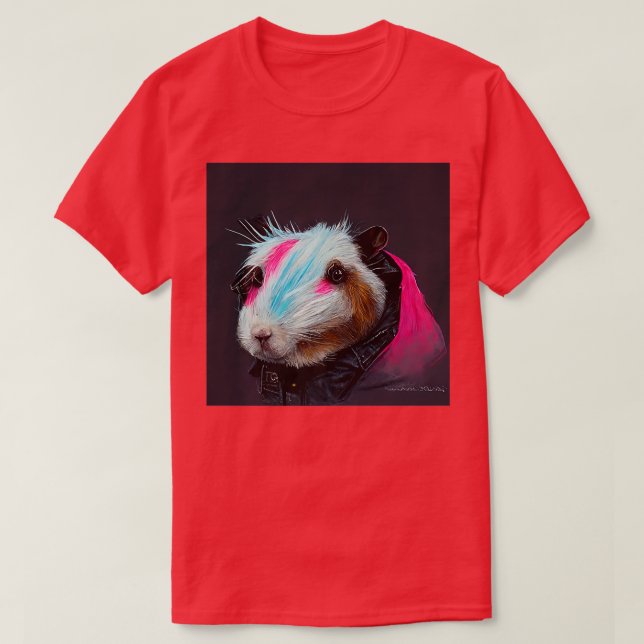 T-shirt Punk Rock Guinéen Cochon Dans Une Veste En Cuir (Design devant)