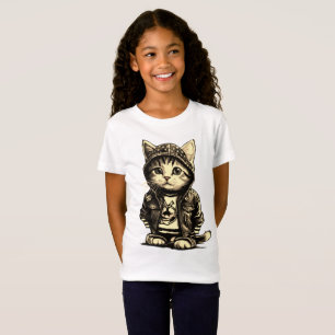 T-Shirt Punk Rock Kitten Cute Cat Design