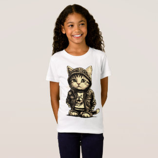 T-Shirt Punk Rock Kitten Cute Cat Design