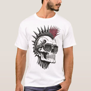 T-shirt Punk Rock Mohawk Crâne Lunettes de soleil Alternat