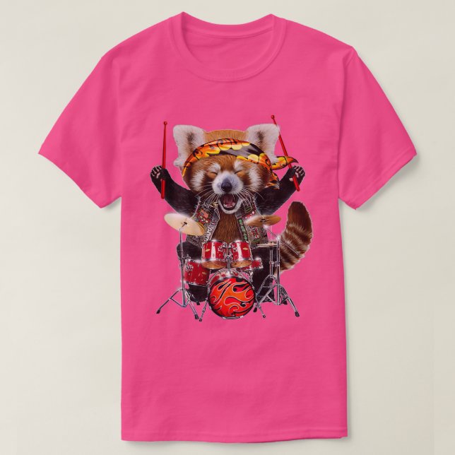 T-shirt Punk Rock Red Panda Jouer des tambours  (Design devant)