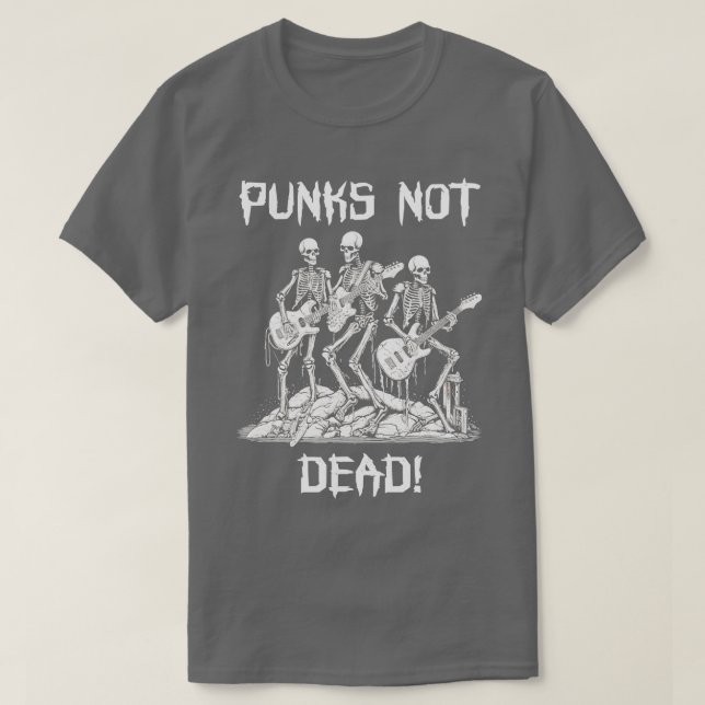 T-shirt Punk Rock Skeleton Punks Not Dead (Design devant)