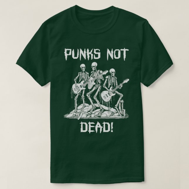T-shirt Punk Rock Skeleton Punks Not Dead (Design devant)