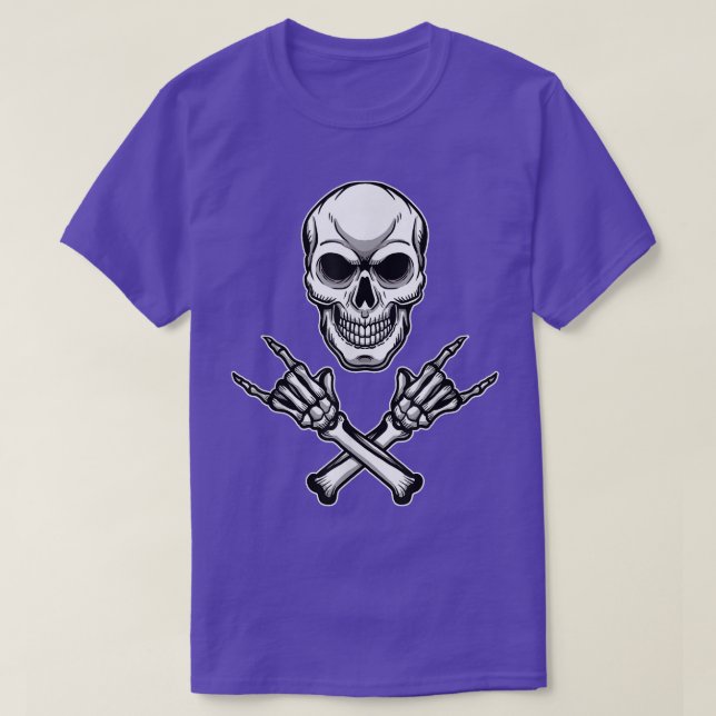 T-shirt Punk Rock Skull Skeleton Heaved Metal Rock Et Roll (Design devant)