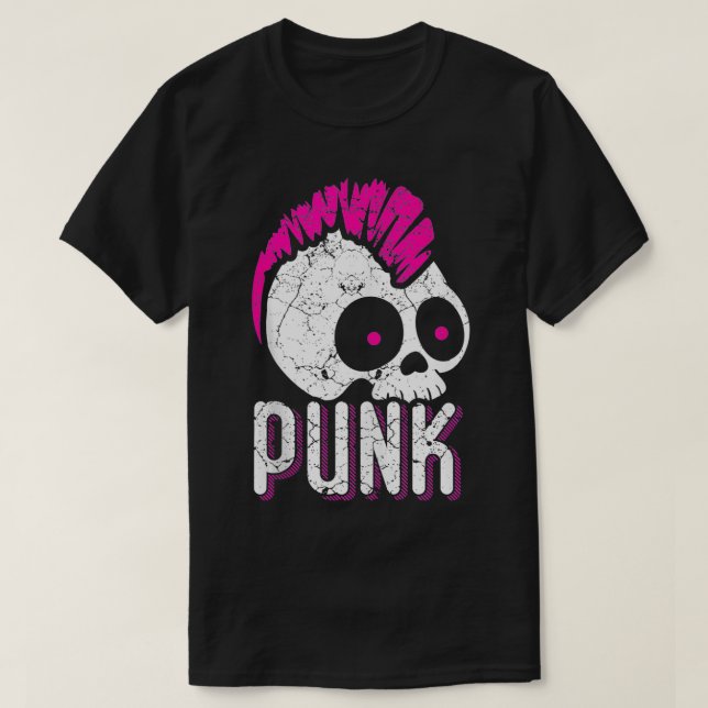 T-shirt Punk Rock Skull Skeleton Rocker Fans Cadeau (Design devant)