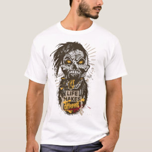 T-shirt Punk tete de mort hipster skull barbe et moustache