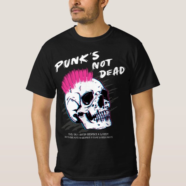 T-shirt Punks Not Dead - Skull Punk Rock Music - Old Punks (Devant)