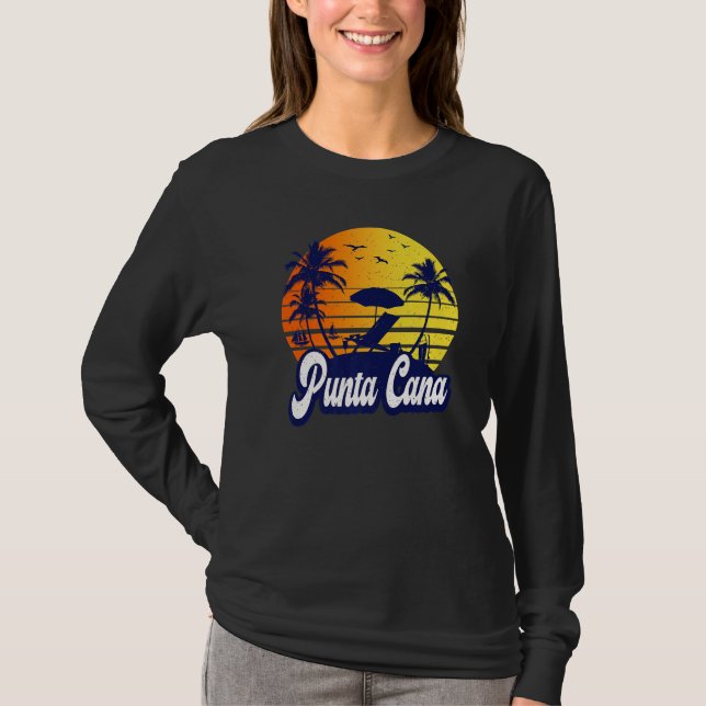 T-shirt Punta Cana Dominican Sunset Beach Retro Premium (Devant)