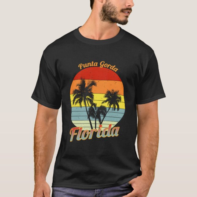 T-shirt Punta Gorda Floride Tropical Palm Trees Vacances (Devant)