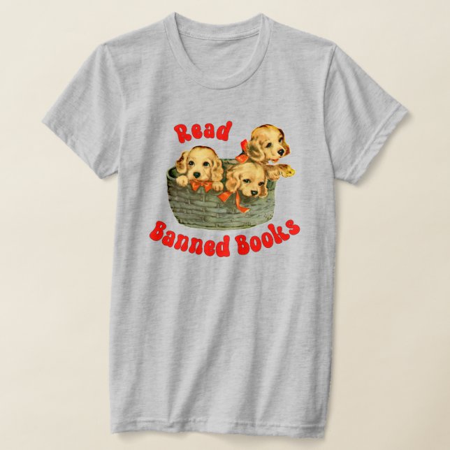 T-shirt Puppies rétro mignonnes - Lire Livres interdits (Poser)
