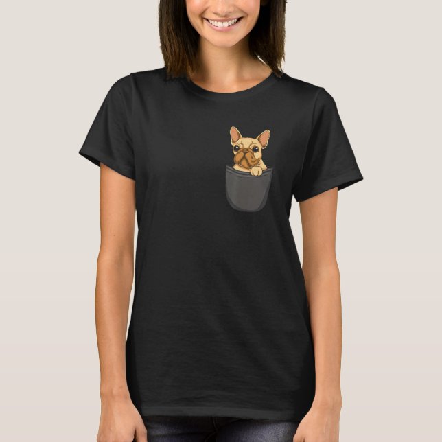 T-shirt puppy in chest pocket for men women children (Devant)