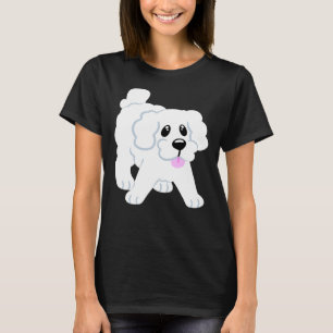 T-shirt Puppy rose simple caniche blanc