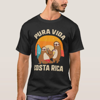 T-shirt Pura Vida Costa Rica Sloth Surf Sleepy Summer V